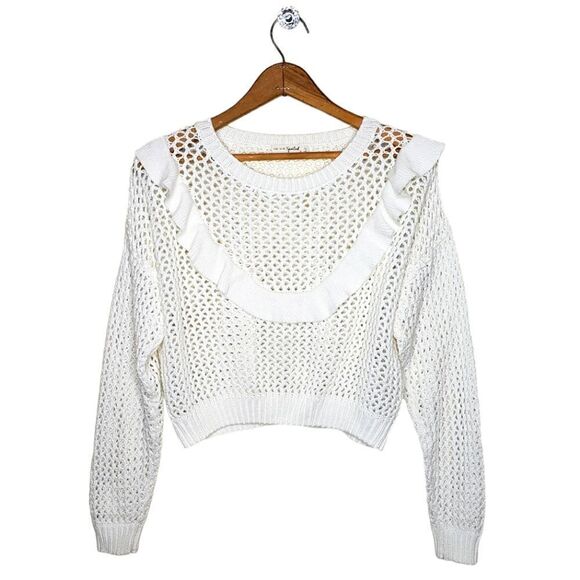 Live To Be Spoiled White Ruffle Knit Sweater - Picture 1 of 8